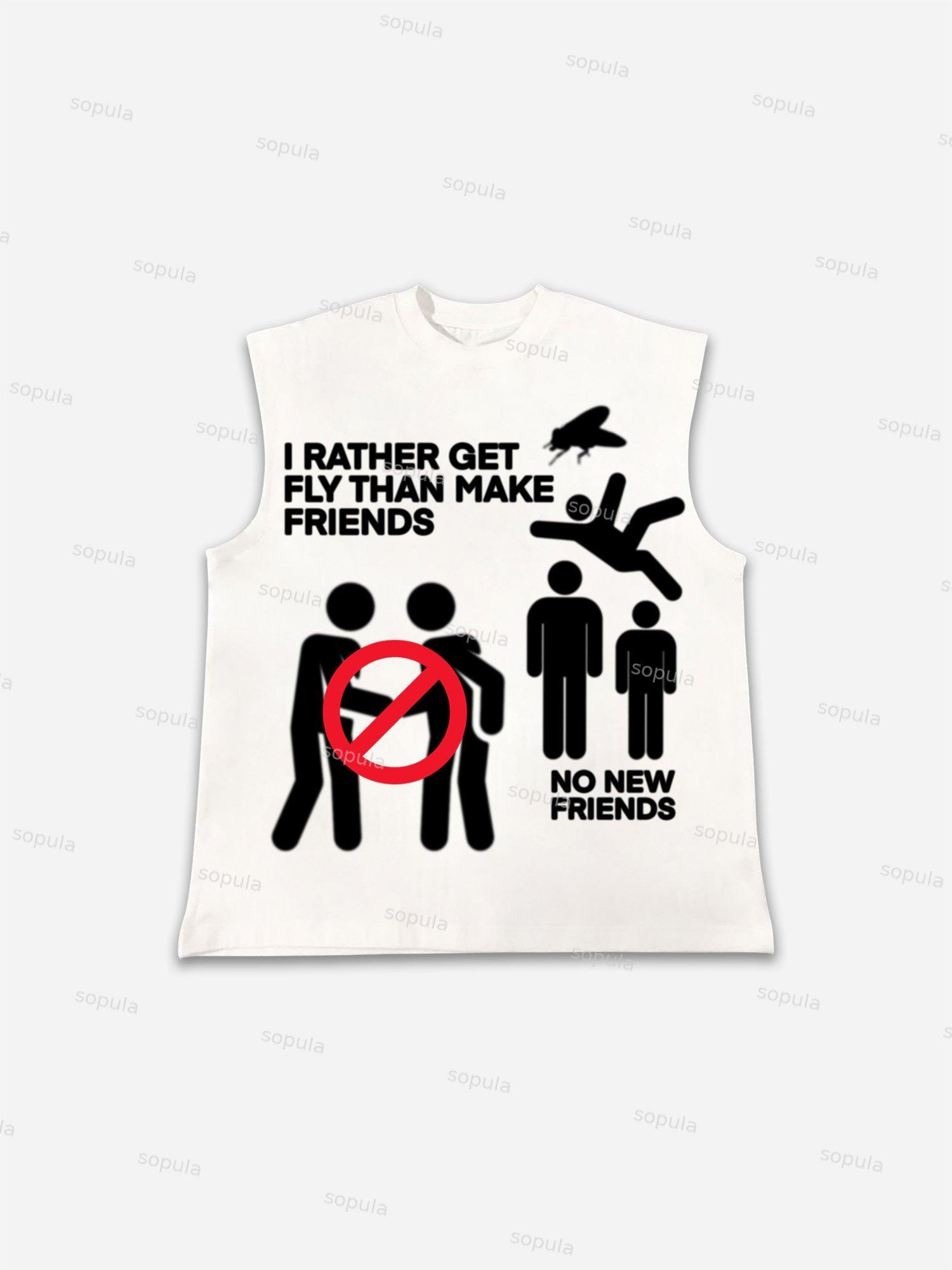 Reject Social Prints Design Graphic Cotton Tank Top Product Image
