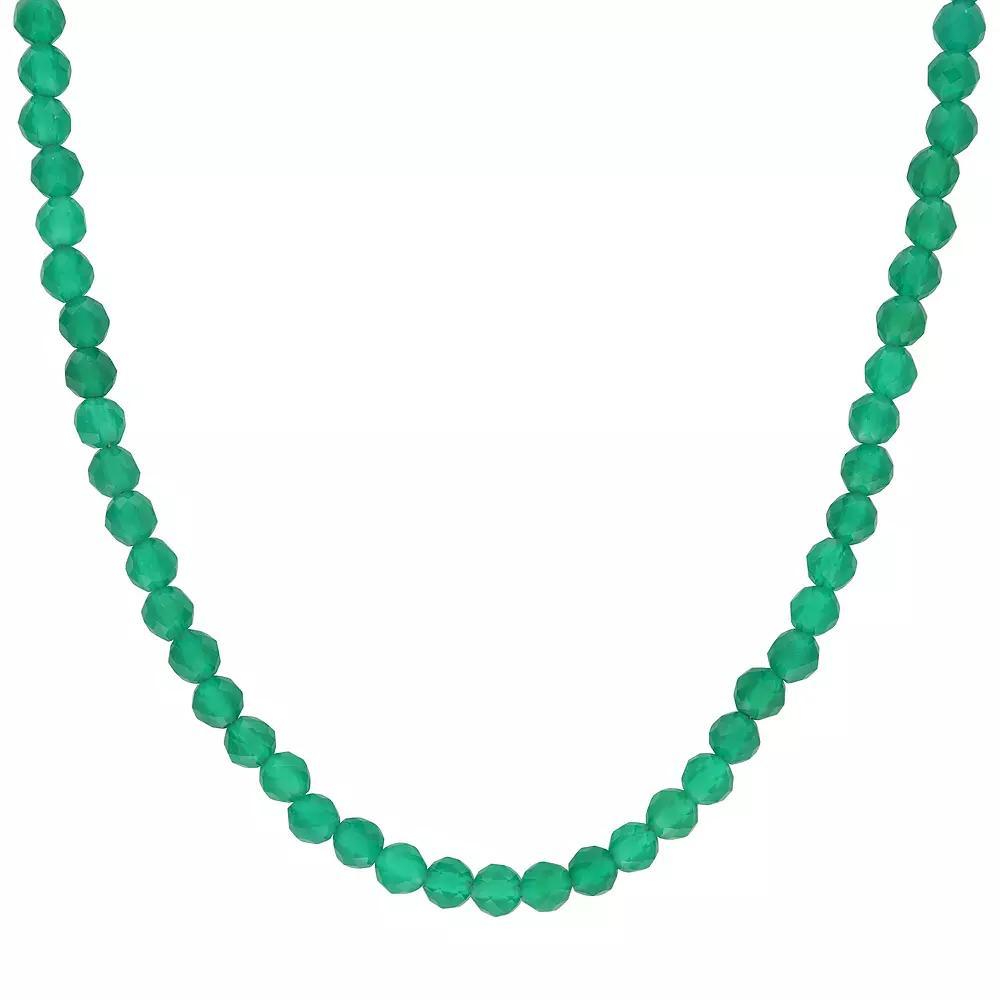 Stella Grace 18k Gold Over Silver Green Onyx Facetted Bead Necklace, Womens Gold Tone Product Image
