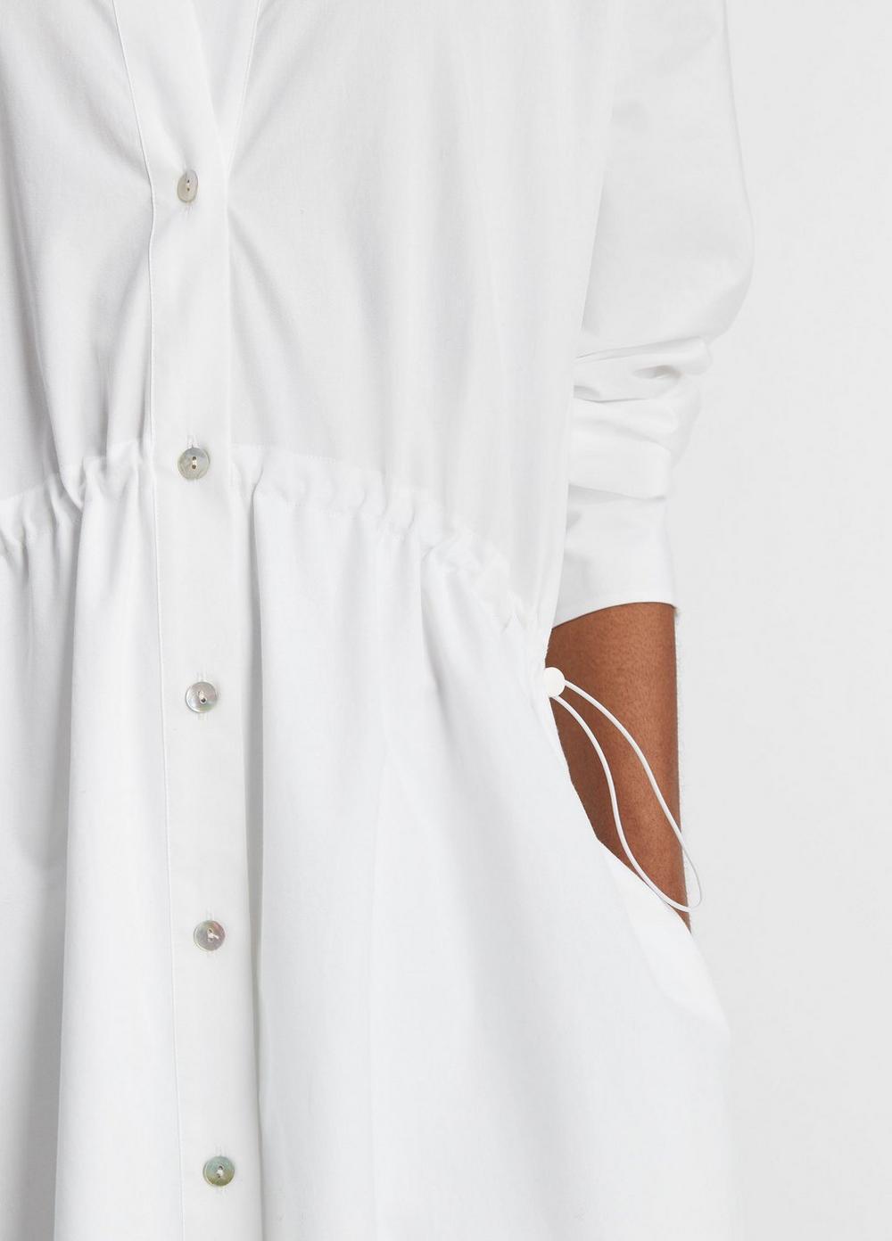 Womens Cotton Drawcord Ruched Shirt Dress, White Oak, Size L Vince Product Image