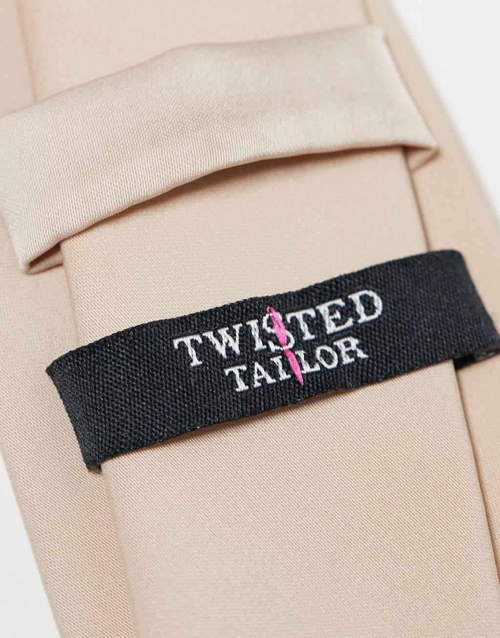 Twisted Tailor tie & pocket square set in champagne Product Image