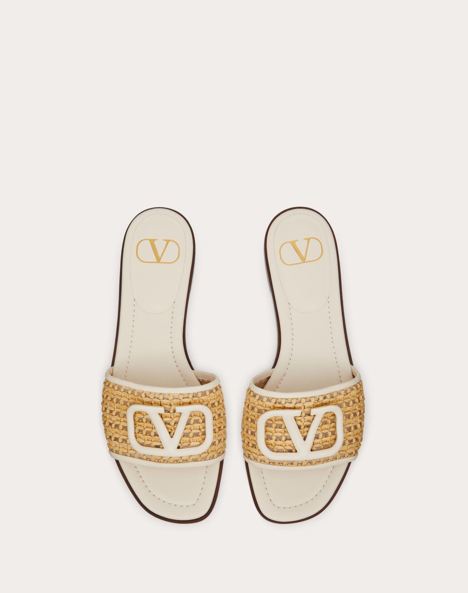 VLOGO SIGNATURE WOVEN RAFFIA SLIDE SANDAL 80MM Product Image