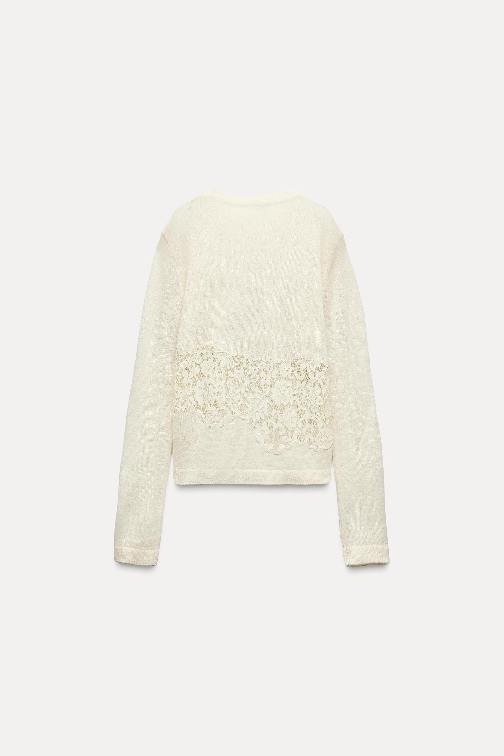COMBINATION KNIT LACE SWEATER Product Image