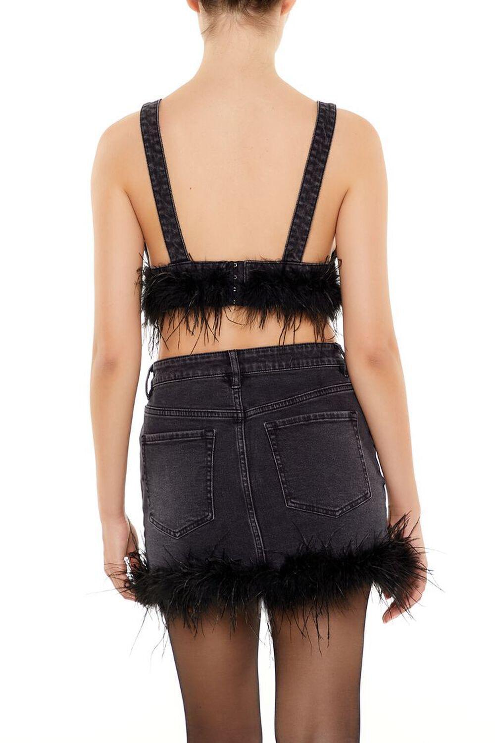 Feather-Trim Denim Bralette | Forever 21 Product Image