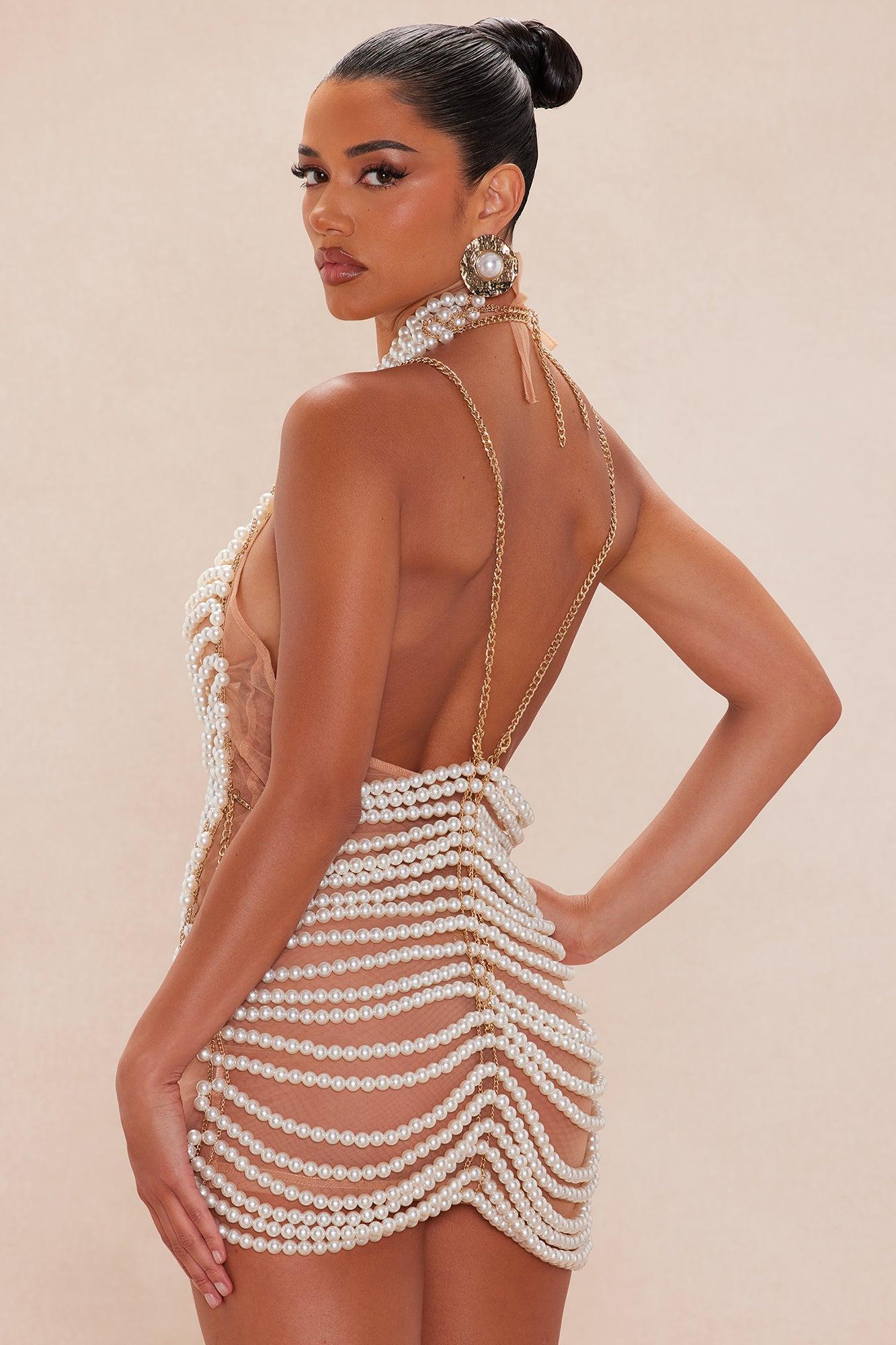 Annette Pearl Mini Dress - Ivory Product Image