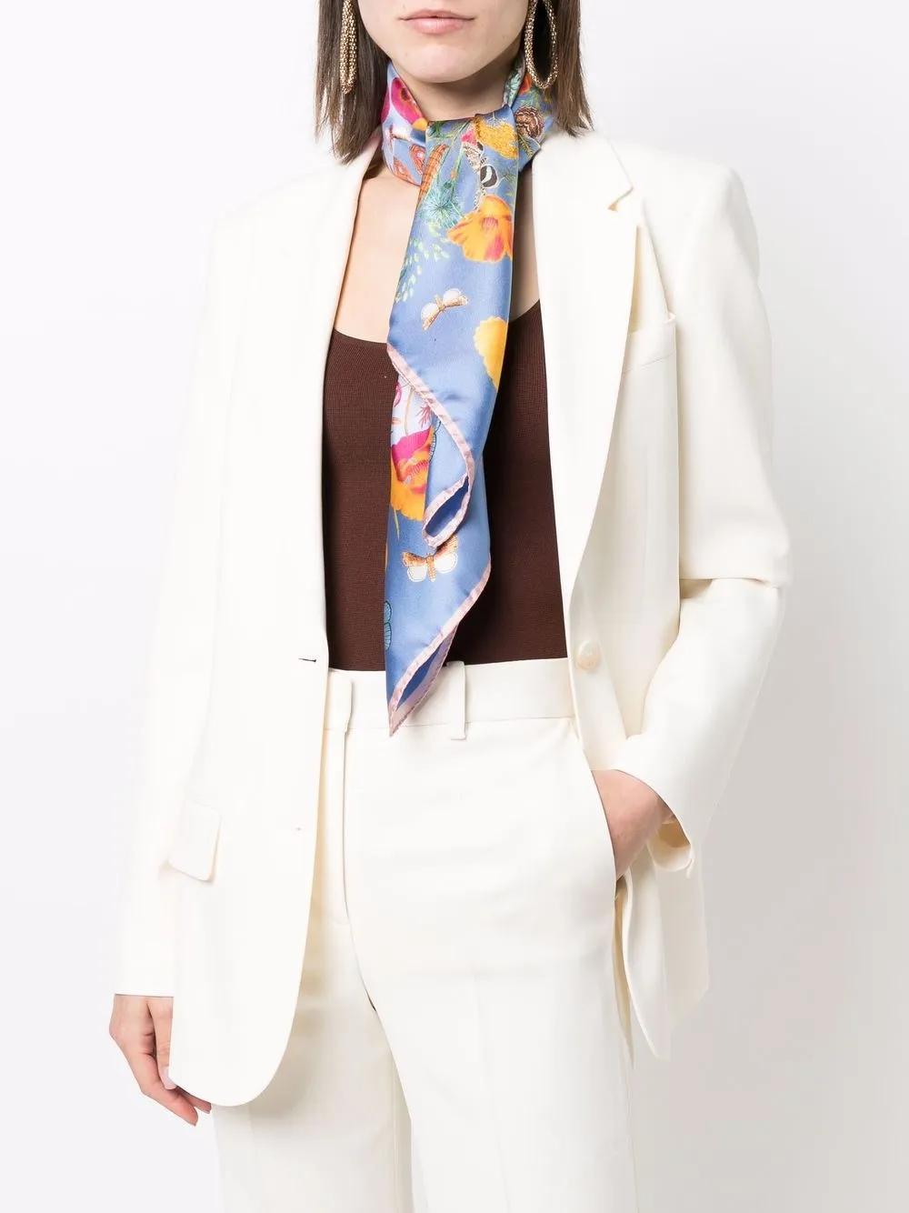 Botanical-print silk scarf Product Image