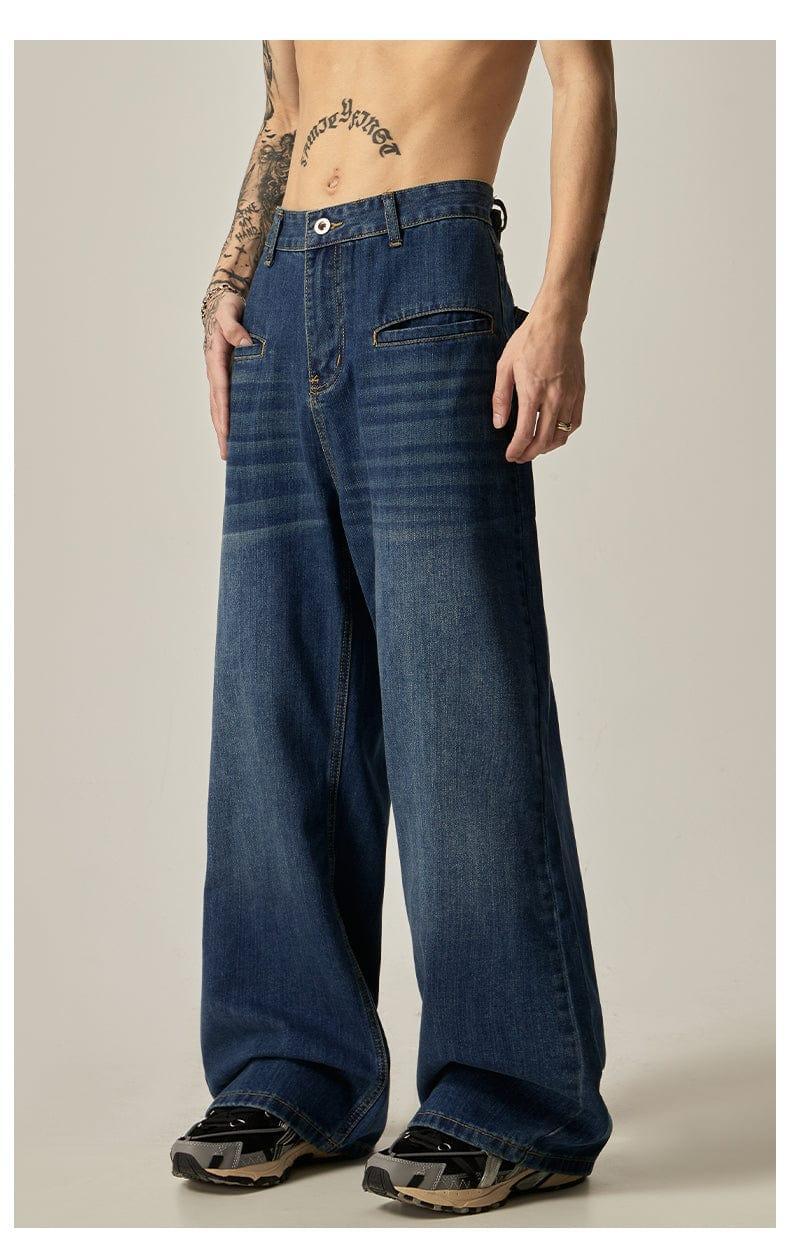 RT No. 11164 BLUE WIDE STRAIGHT DENIM JEANS Product Image