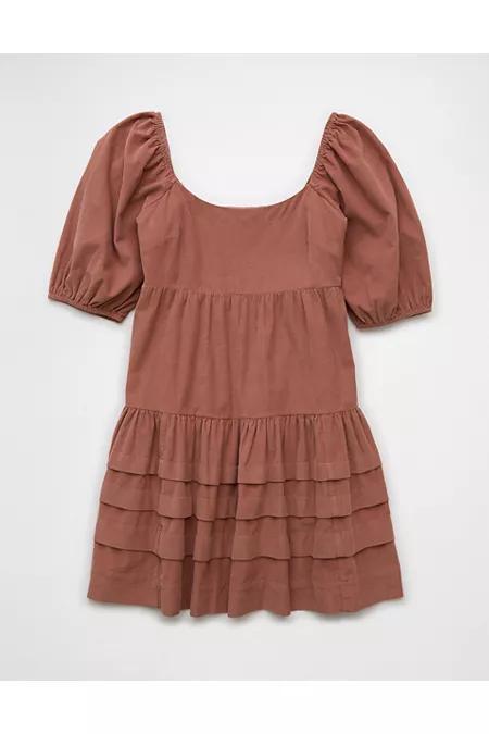 AE Corduroy Puff Sleeve Babydoll Mini Dress Women's Product Image