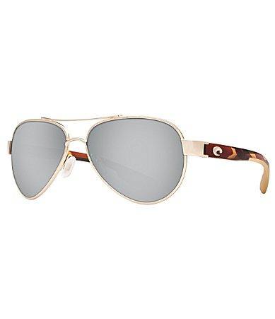 Costa Loreto Double Bridge Polarized UVAUVB Protection Aviator Sunglasses - Rose Gold Silver Mirror Product Image