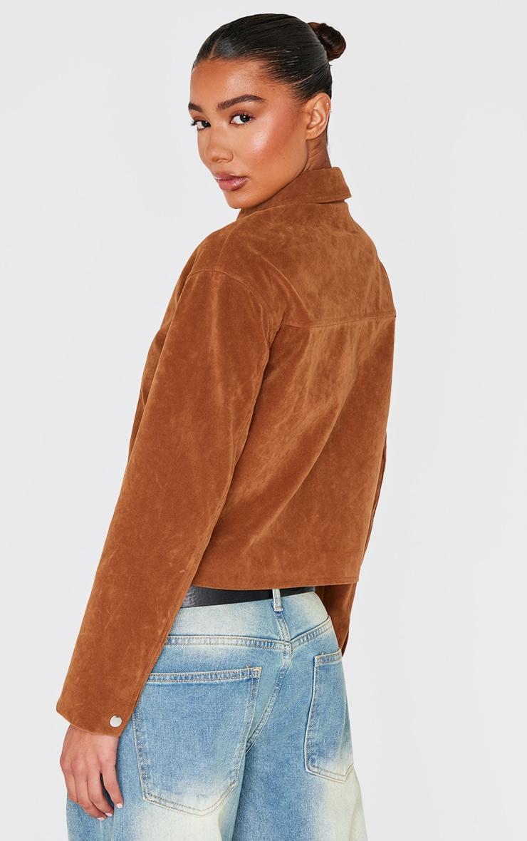 Tan Zip Up Faux Suede Jacket Product Image