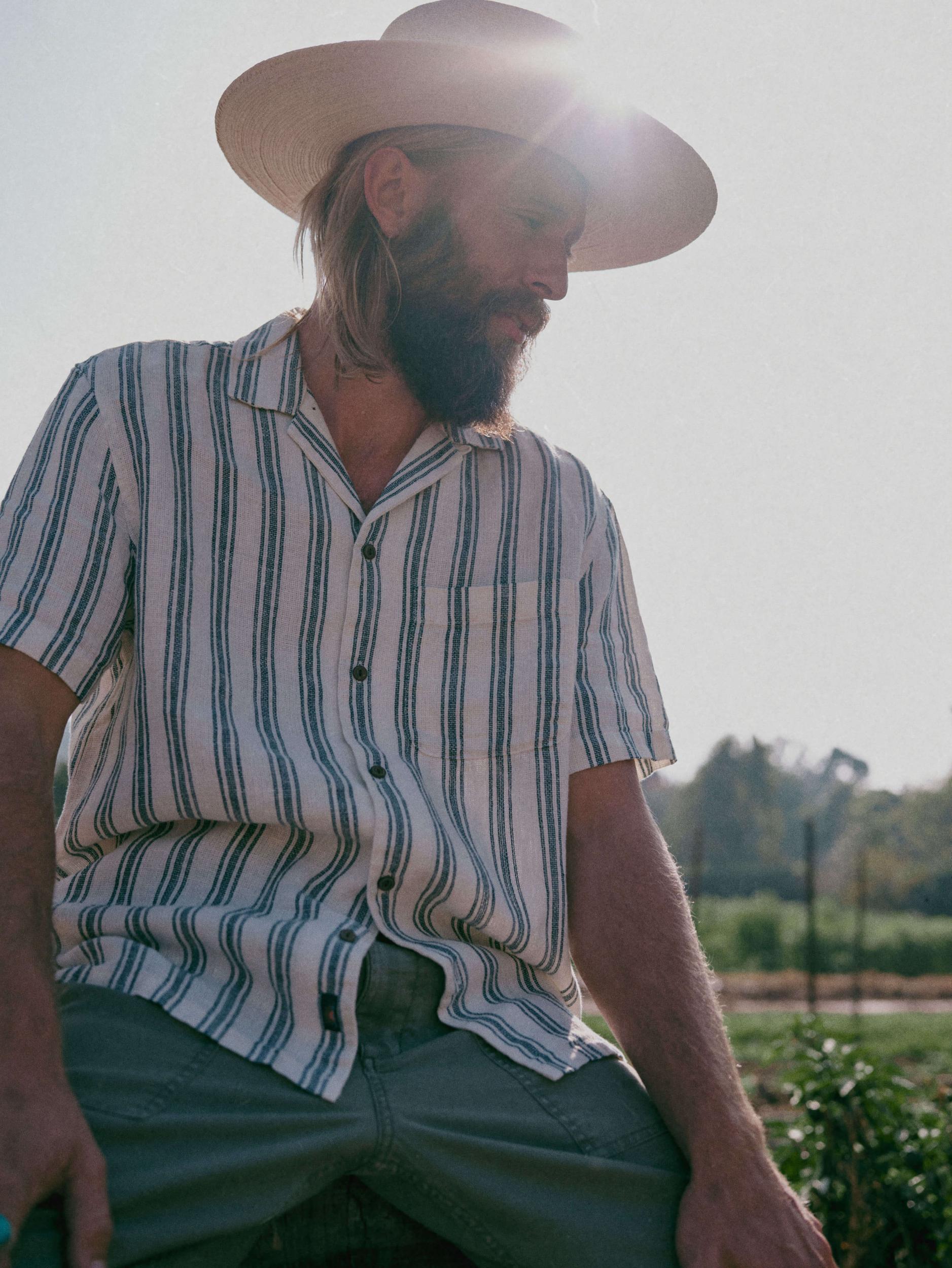 Short-Sleeve Palma Linen Camp Shirt - Ryecroft Valley Stripe Male Product Image