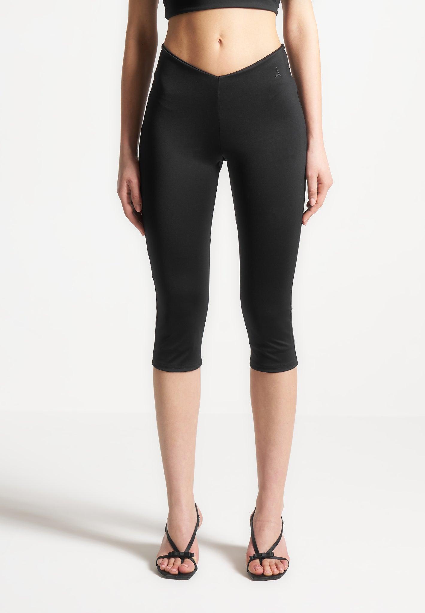 Angled Waist Capri Leggings - Black Female Product Image