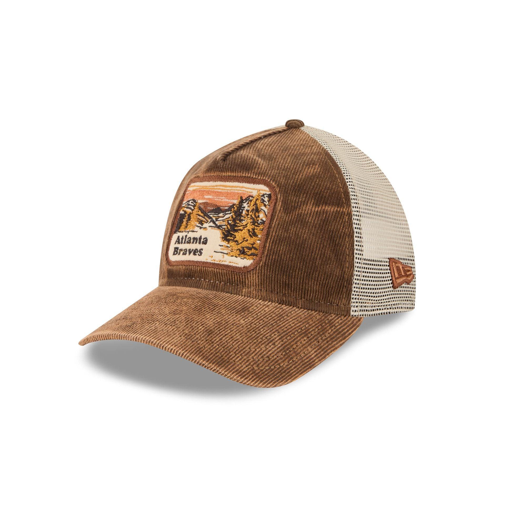 Atlanta Braves Vintage Landscape Brown 9TWENTY A-Frame Trucker Hat Male Product Image