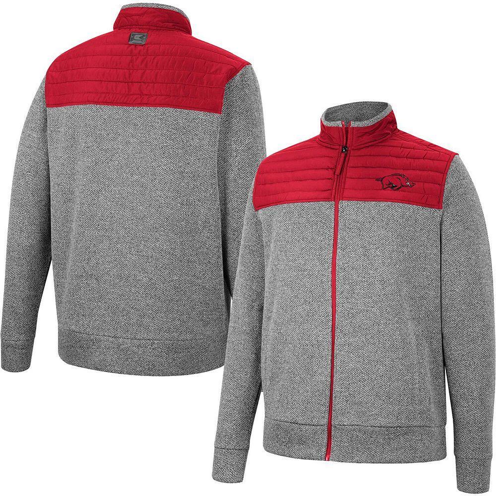Men's Colosseum Gray/Cardinal Oklahoma Sooners Putter Herringbone Full-Zip Jacket, Size: XL, Charco Product Image