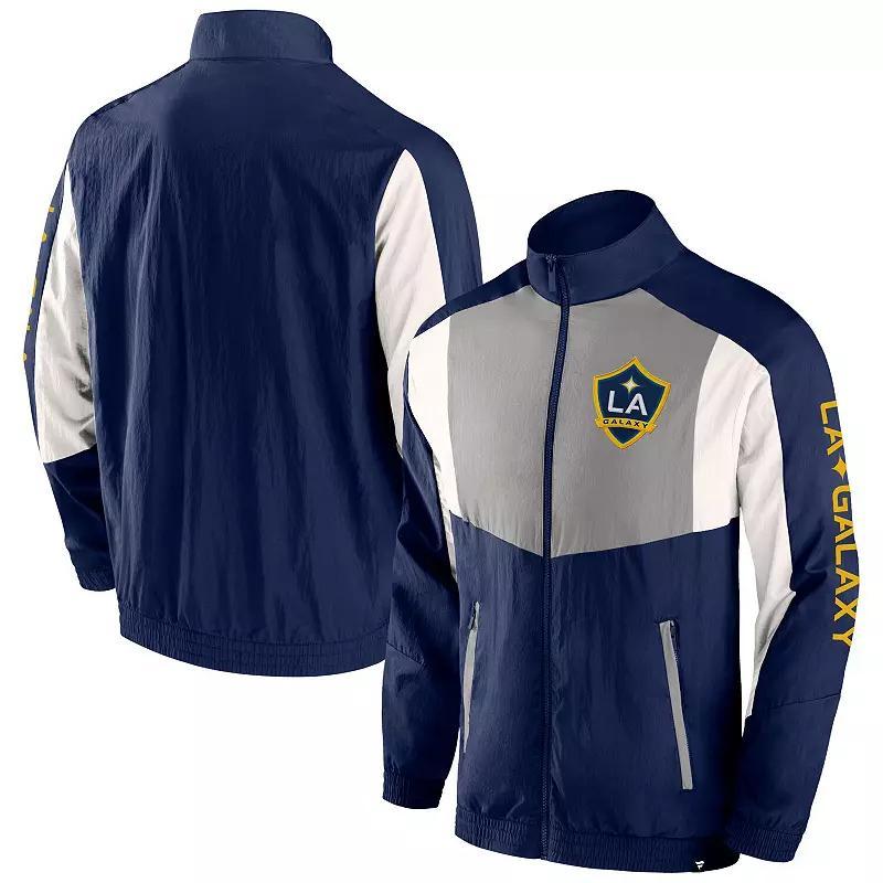 Men's Fanatics Branded  Navy Sporting Kansas City Net Goal Raglan Full-Zip Track Jacket, Size: 2XL, Blue Product Image