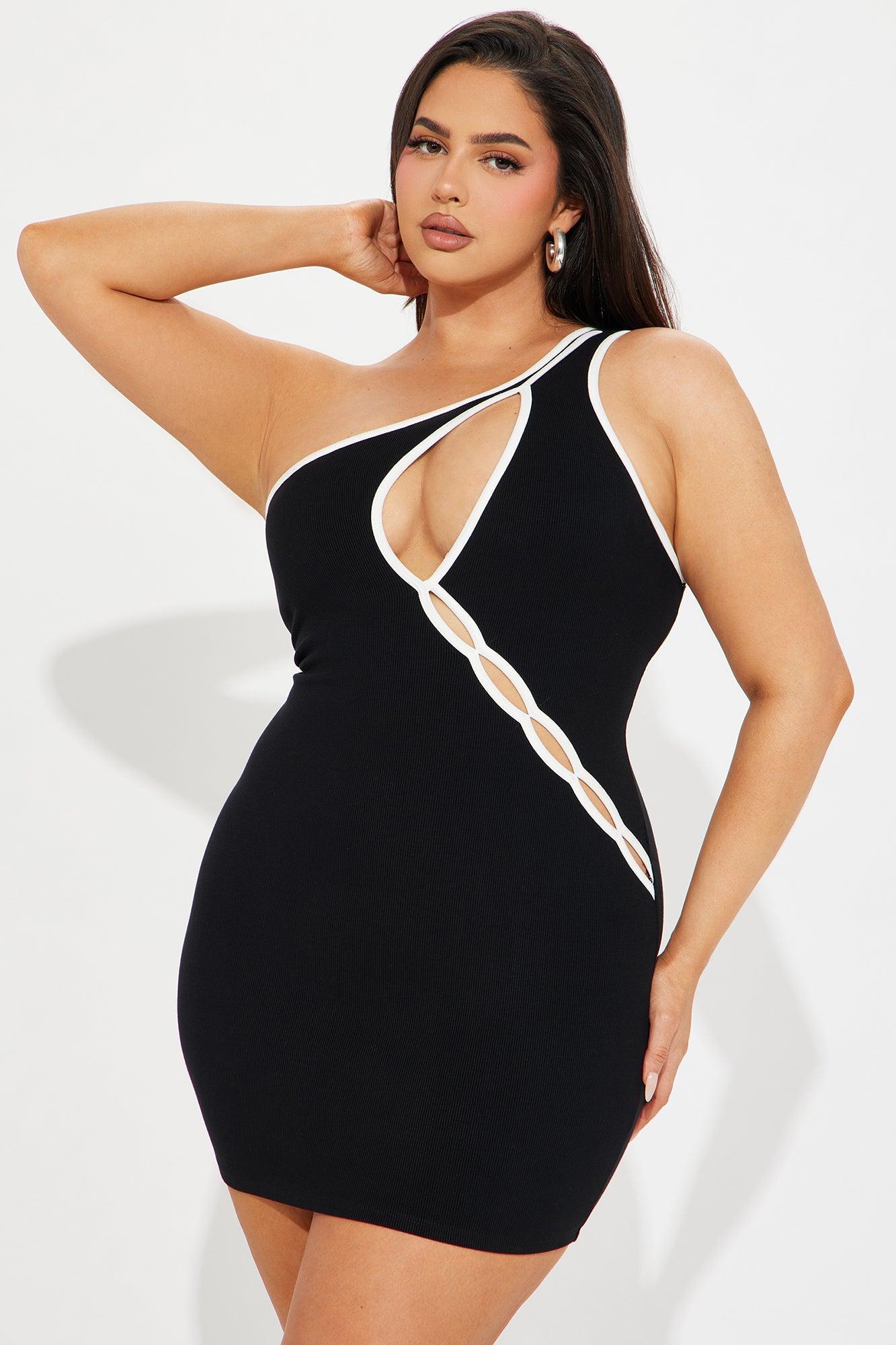 Too Sweet Ribbed Micro Mini Dress - Black Product Image