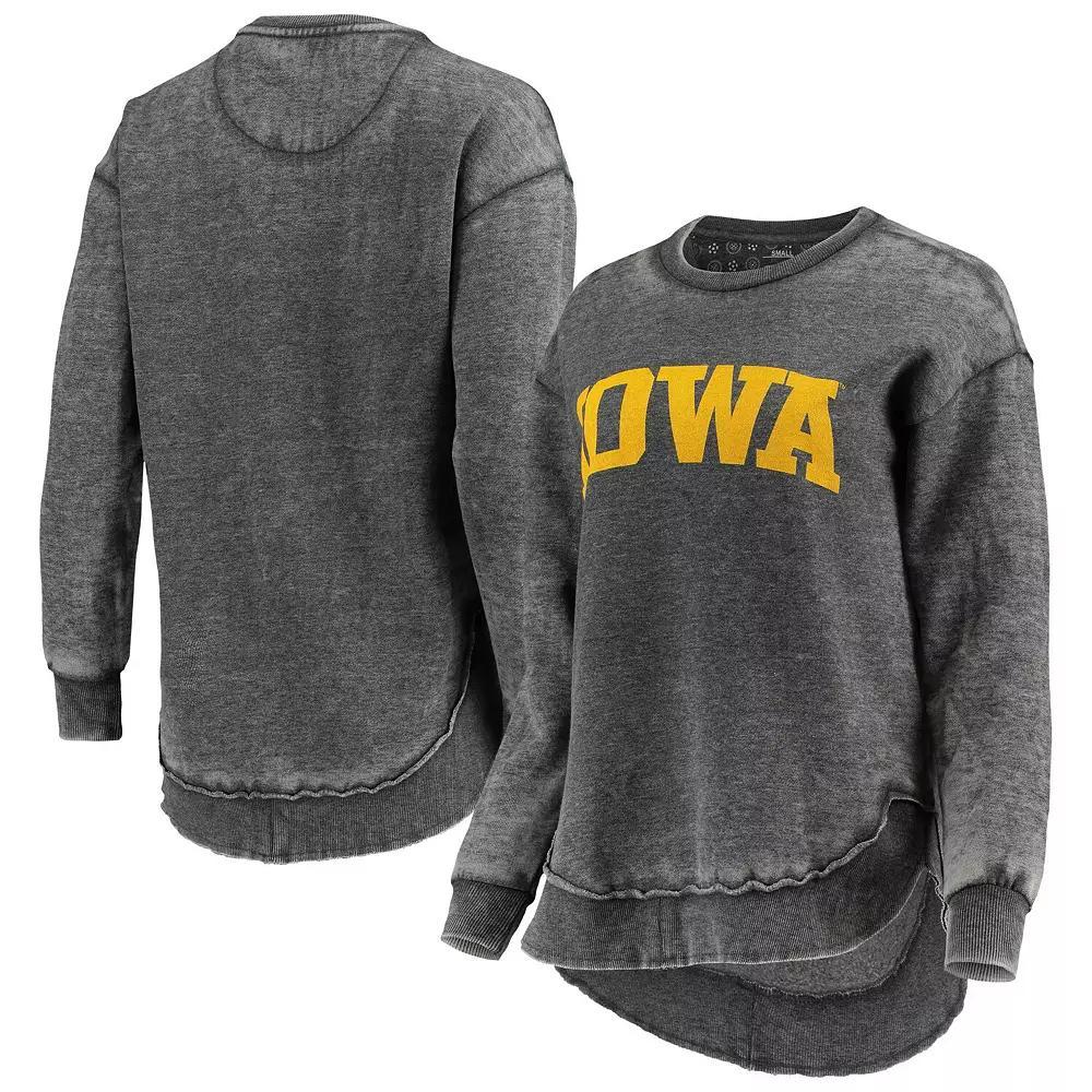 Women's Pressbox Black Iowa Hawkeyes Vintage Wash Pullover Sweatshirt, Size: XL Product Image