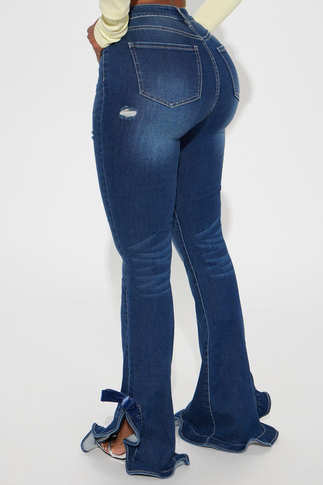 Feeling Sweet Stretch Bow Bootcut Jeans - Dark Wash Product Image