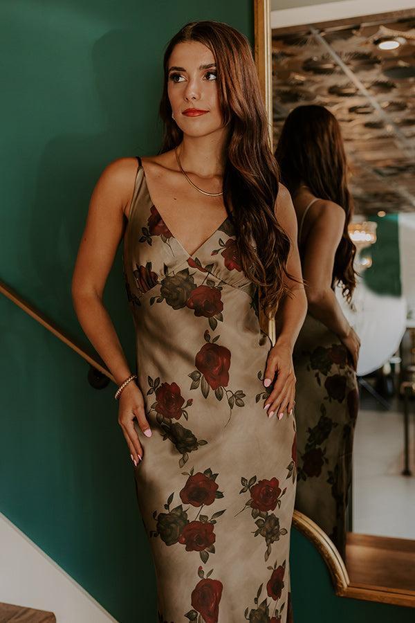 Midnight Garden Satin Floral Maxi Dress Product Image