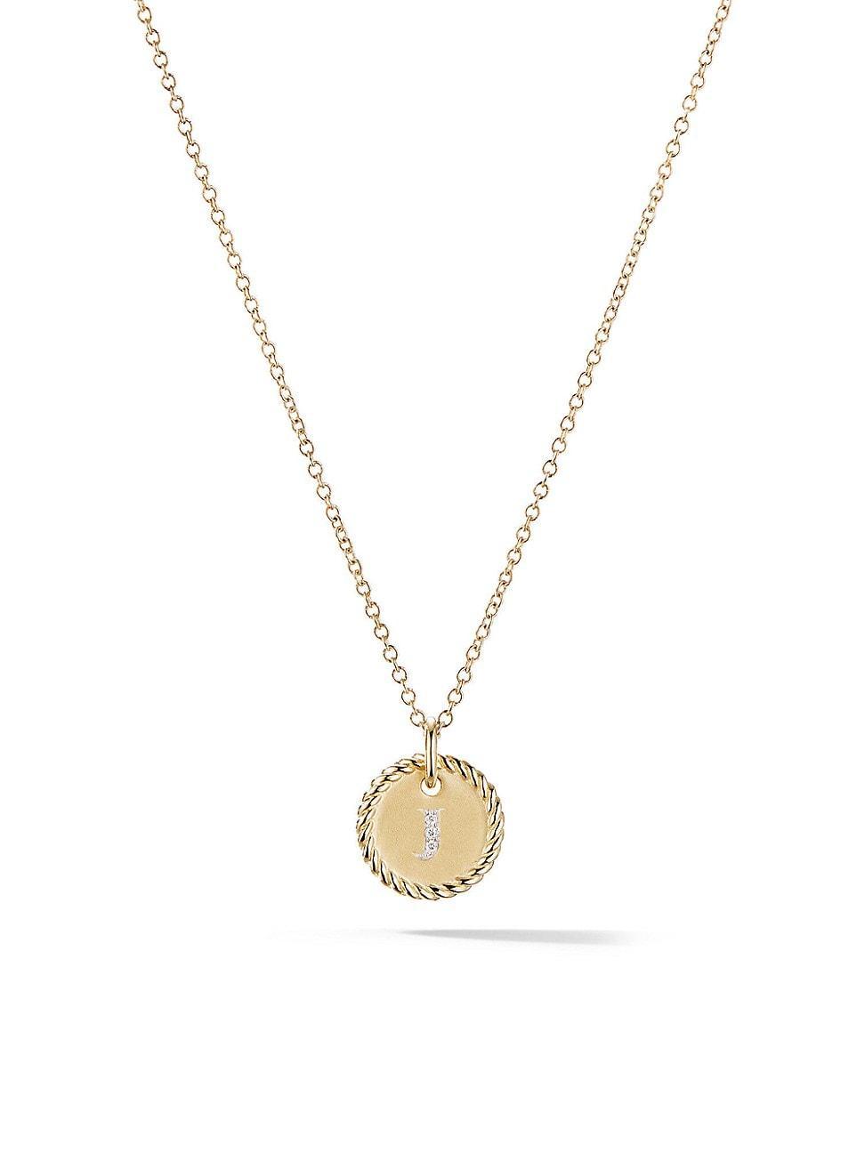 David Yurman Cable Collectibles Initial Pendant with Diamonds in Gold on Chain, 16-18 Product Image