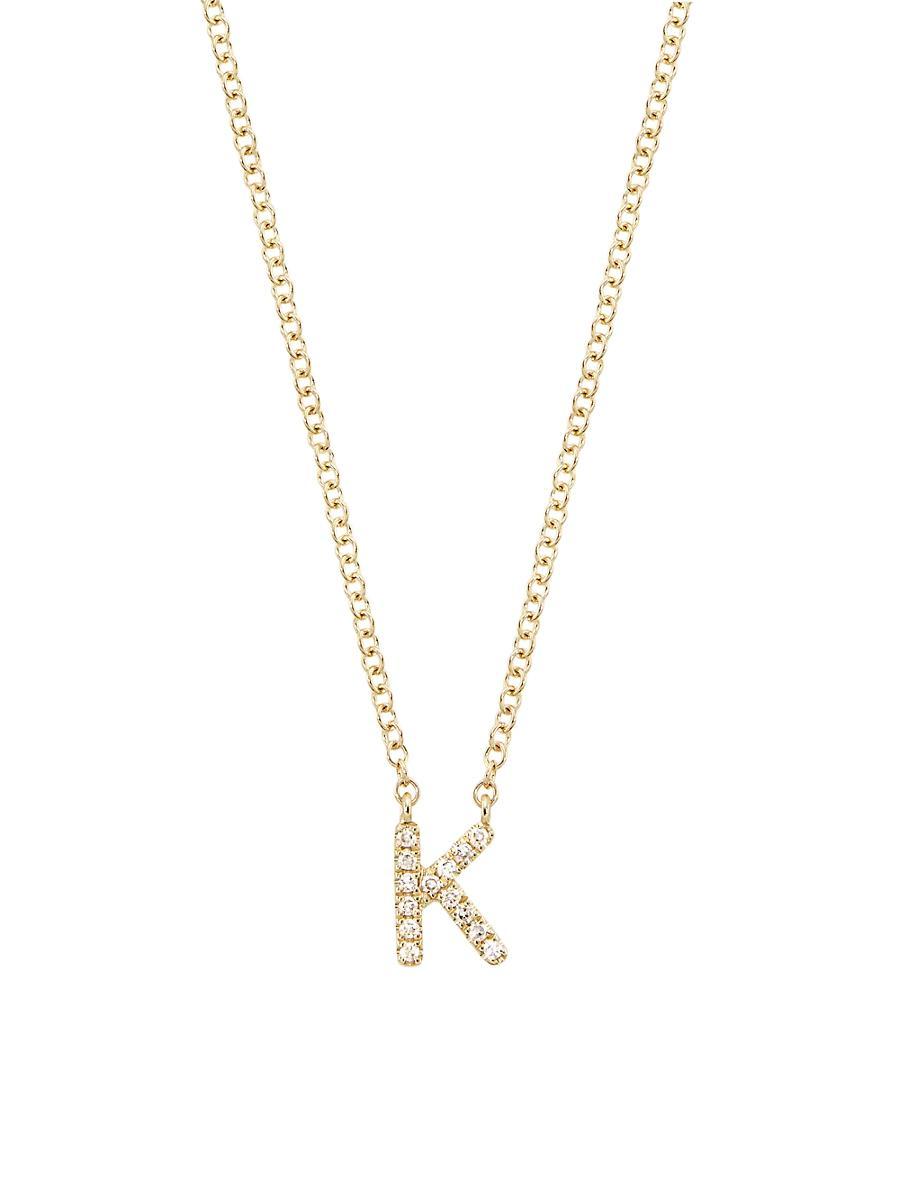 Womens 14K Yellow Gold & 0.03 TCW Diamond Initial Pendant Necklace Product Image