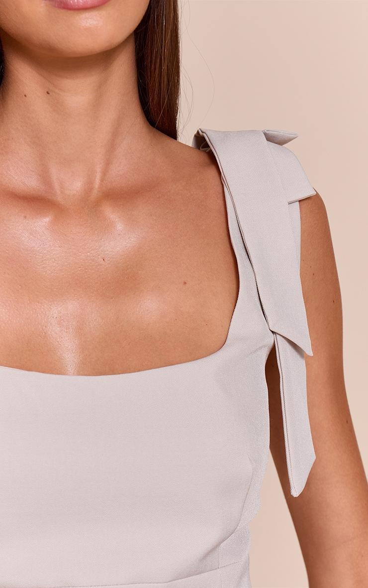 Stone Woven Bow Strap Detail Long Top Product Image