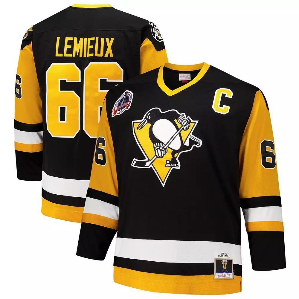 Men's Mitchell & Ness Mario Lemieux Black Pittsburgh Penguins Big & Tall 1992/93 Blue Line 2.0 Player Jersey, Size: 6XB Product Image