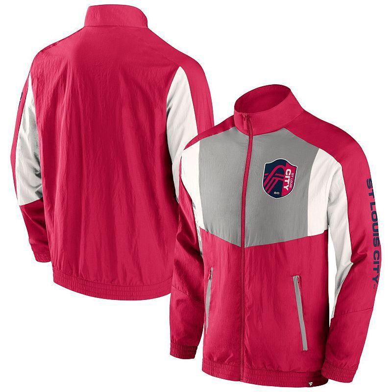 Men's Fanatics Branded  Navy Sporting Kansas City Net Goal Raglan Full-Zip Track Jacket, Size: Medium, Blue Product Image