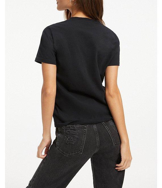 Good American Heritage V-Neck Short Sleeve Relaxed Fit Knit Tee Product Image