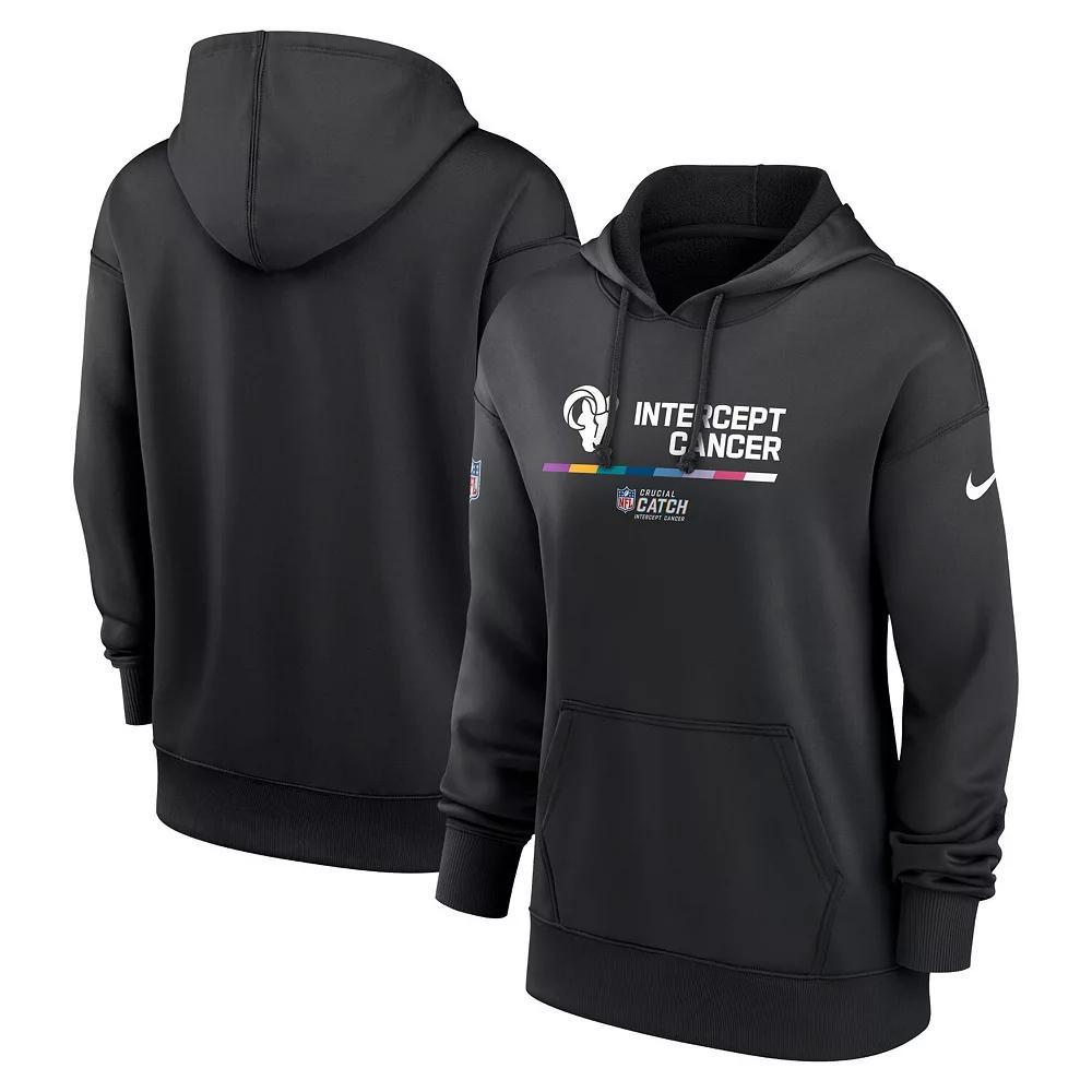 Women's Nike Black Los Angeles Rams 2022 NFL Crucial Catch Therma Performance Pullover Hoodie, Size: XL Product Image