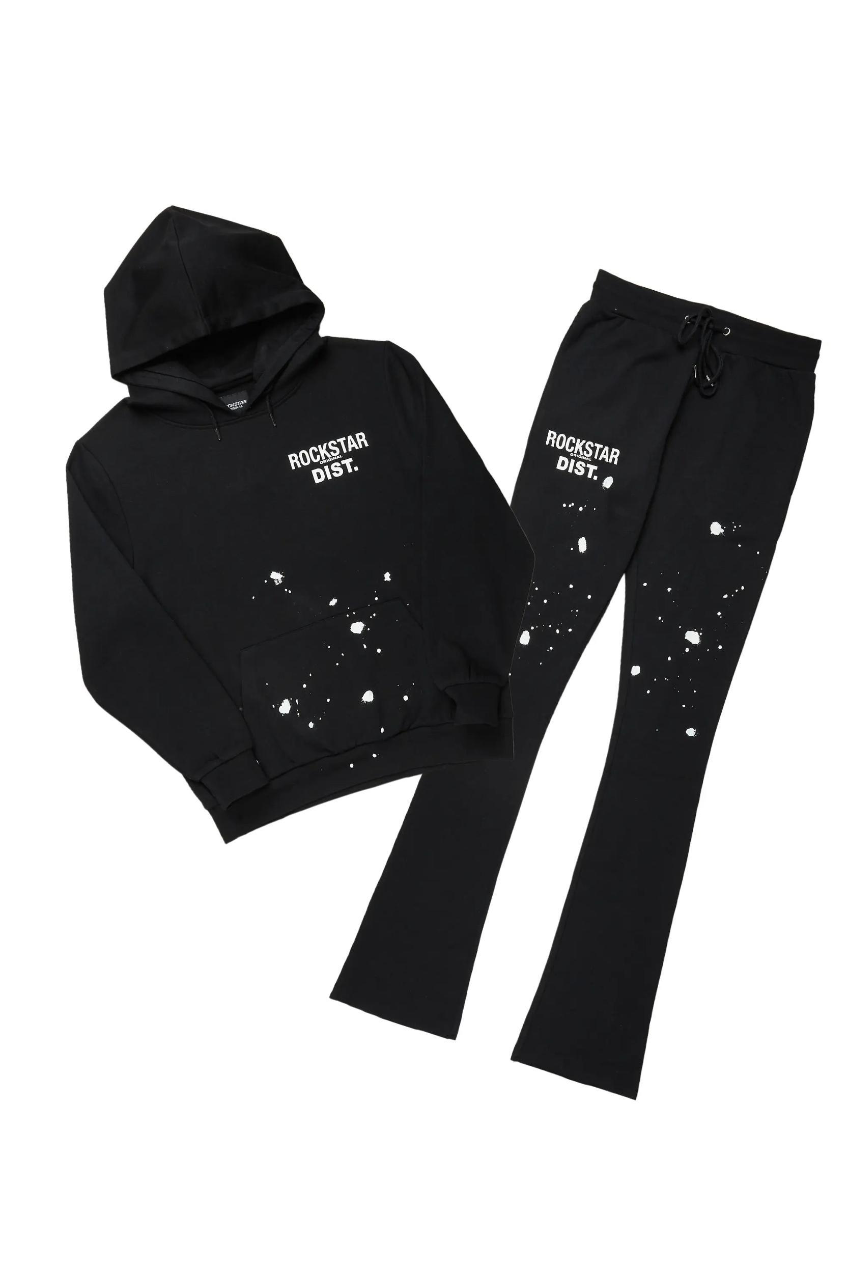 Raffer Black Hoodie/Stacked Flare Track Set Male Product Image