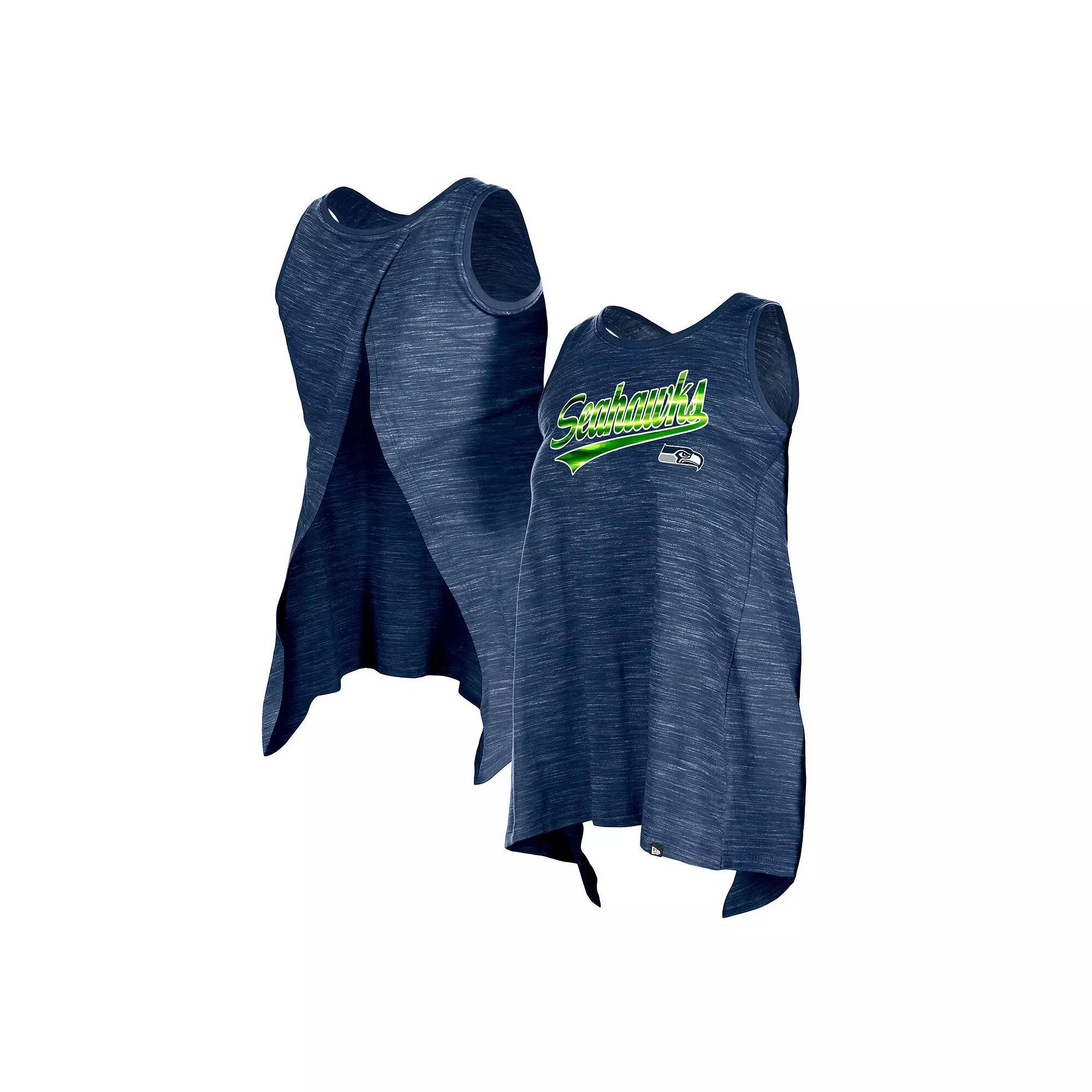 Women's New Era College Navy Seattle Seahawks  Space Dye Active Tank Top, Size: 2XL, Blue Product Image