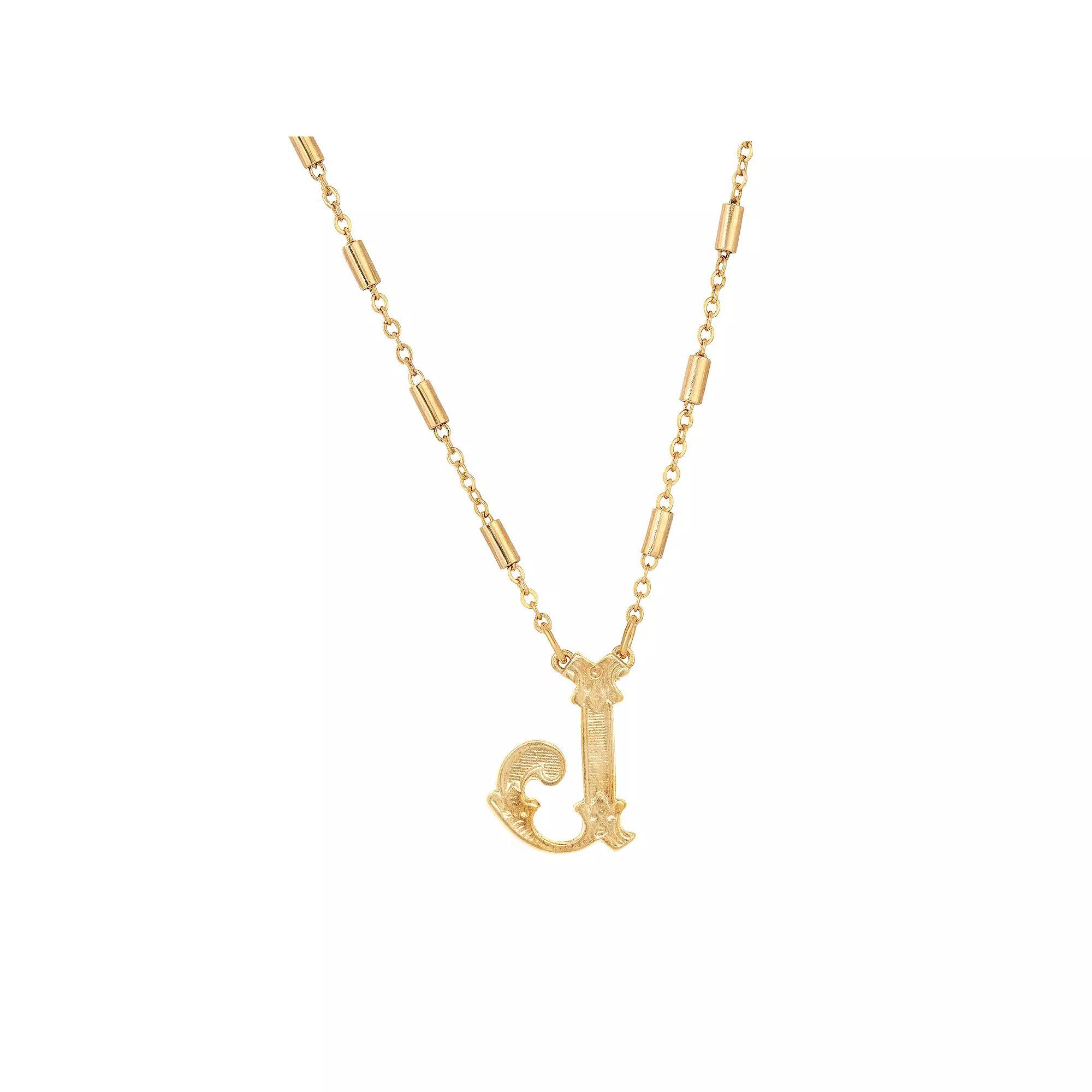 1928 Gold Tone Initial Necklace, Womens, Yellow L Product Image