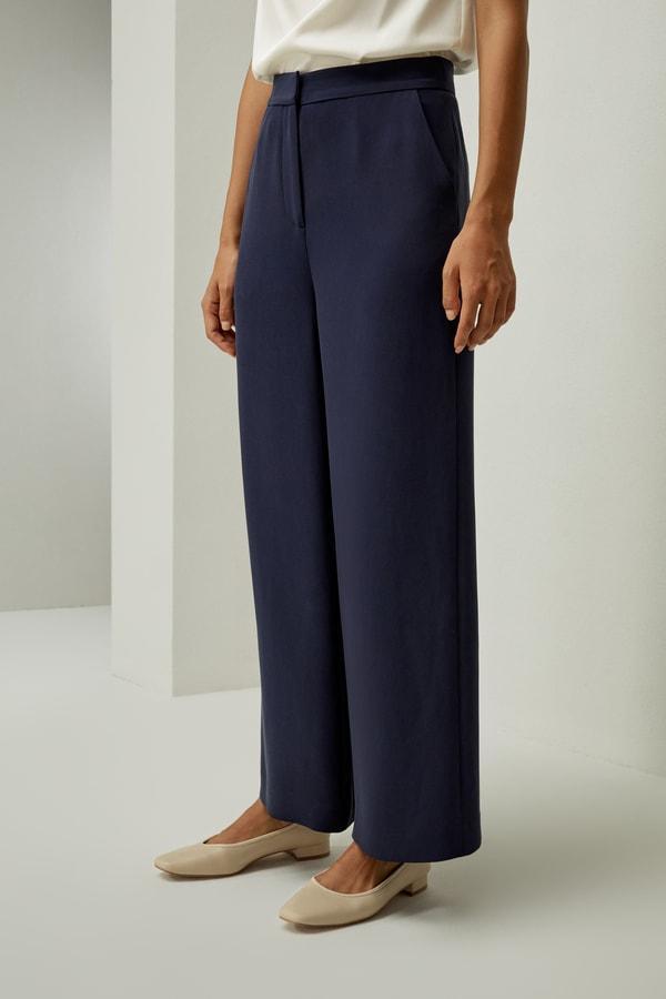 Silk Wide Leg Tailored Pant with Mid Rise Product Image