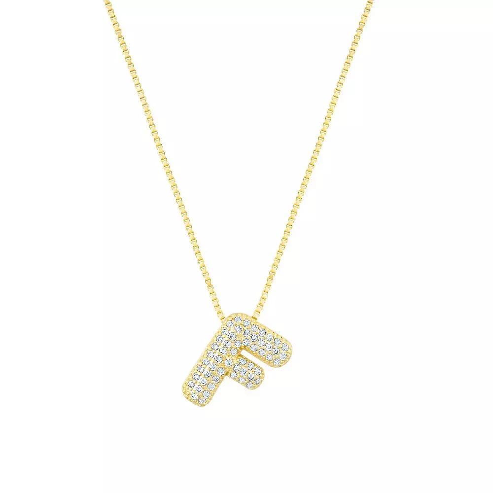 Adornia 14k Gold Plated Pave Bubble Letter Necklace, Women's, Size: 18", F Product Image