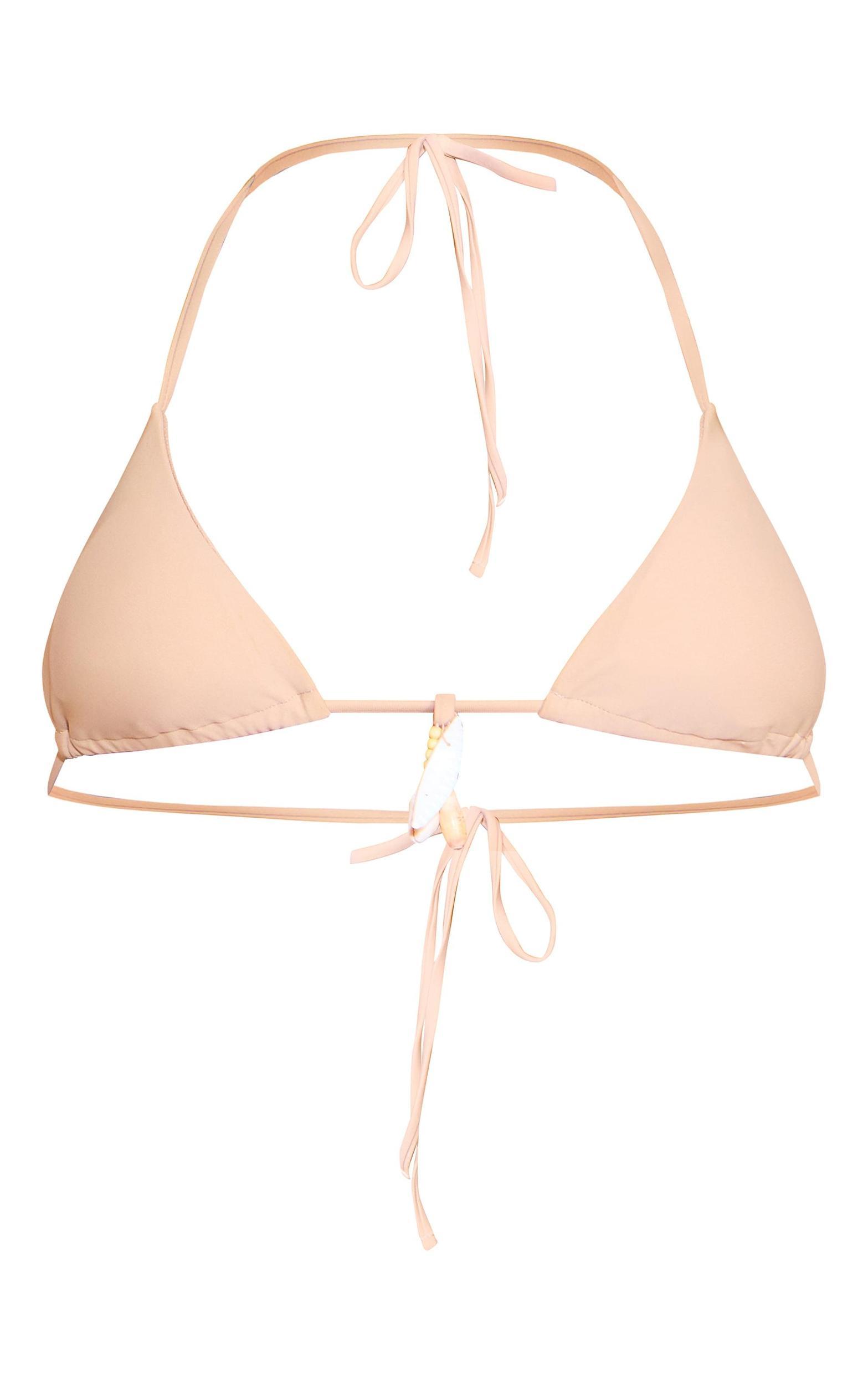 Stone Shell Trim Micro Triangle Bikini Top Product Image