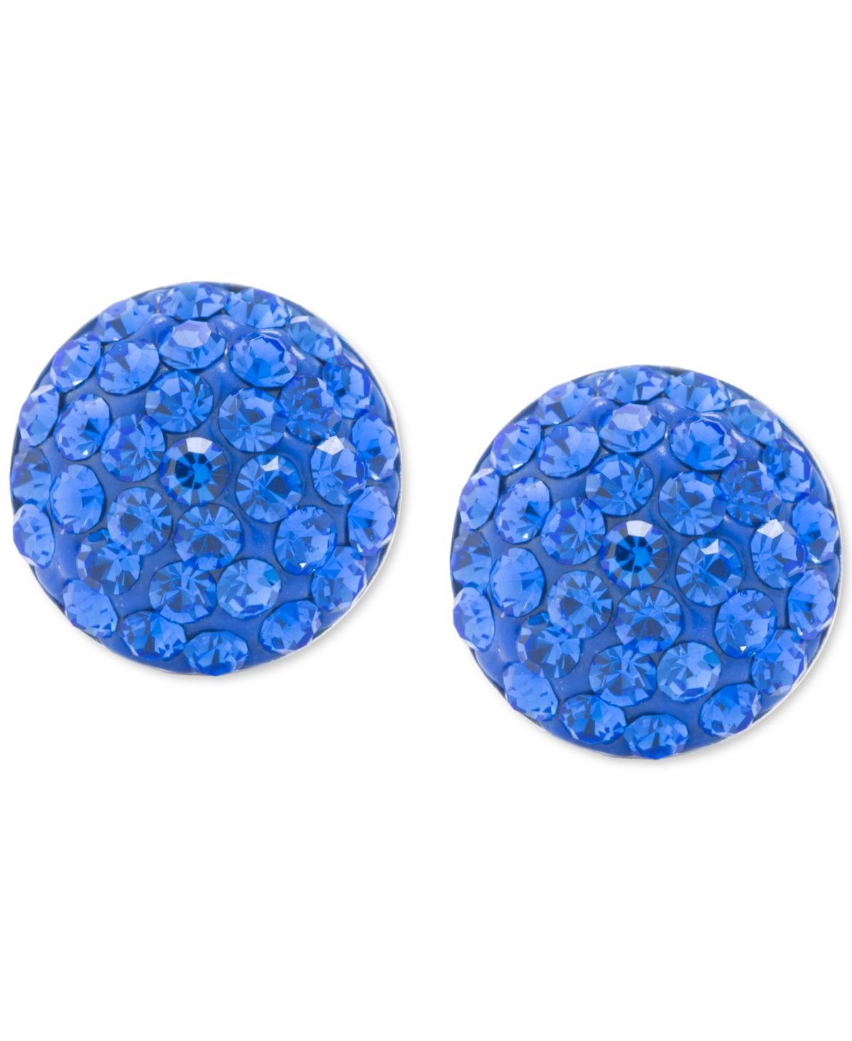 Main and Sterling Sterling Silver Crystal Half Ball Stud Earrings, Women's, Size: 9MM, Dark Blue Product Image