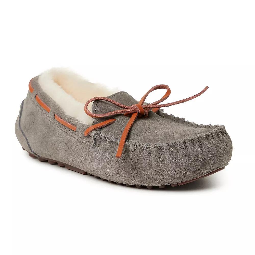 Fireside by Dearfoams Victoria Genuine Shearling Lace Womens Moccasin Slippers Product Image