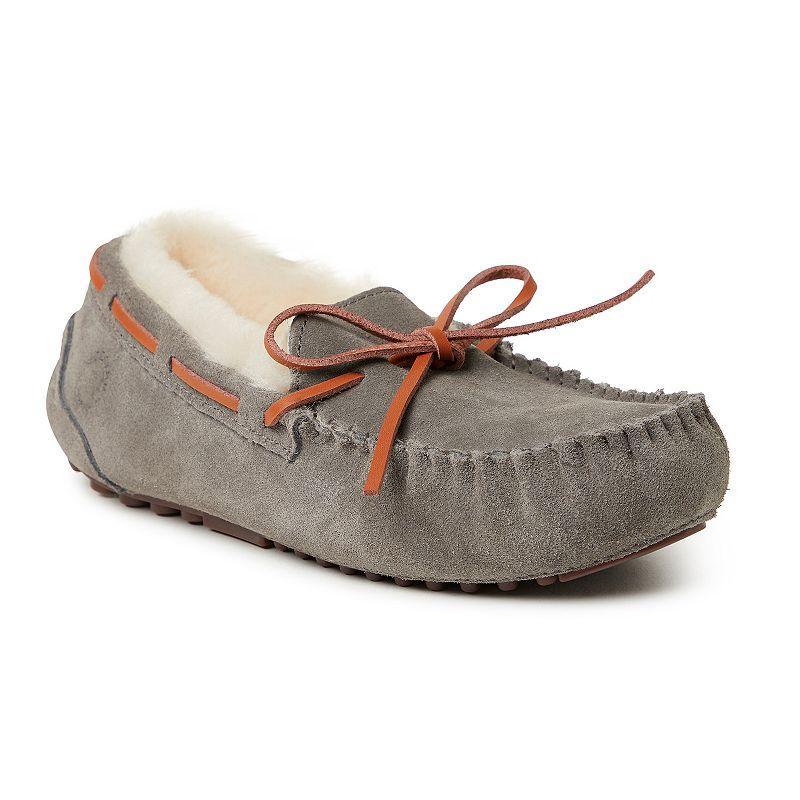 Fireside by Dearfoams Victoria Genuine Shearling Lace Womens Moccasin Slippers Product Image