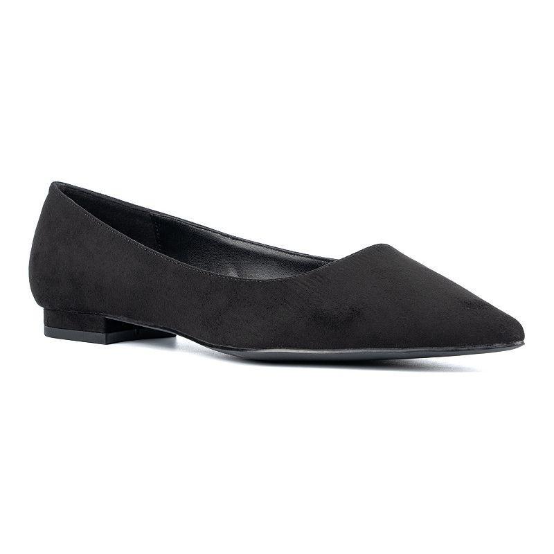 Fashion to Figure Bailey Women's Wide Width Flats, Size: 10 Wide, Black Faux Suede Product Image