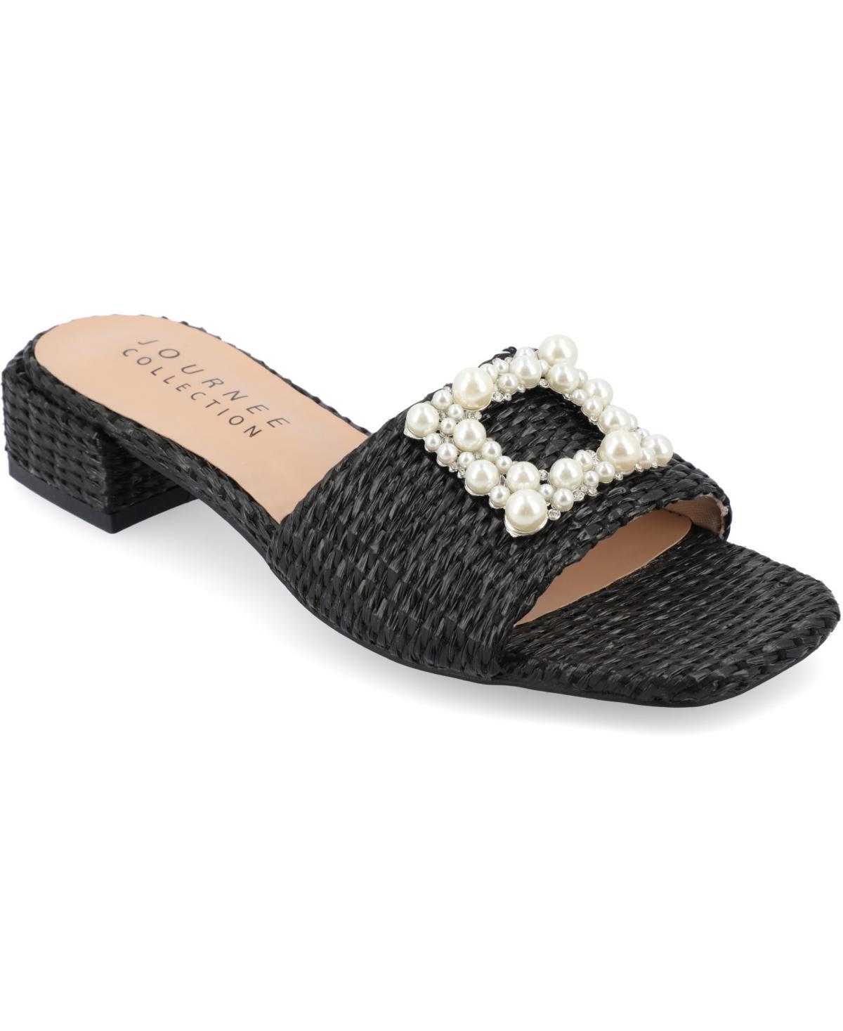 Journee Justina Women's Tru Comfort Foam™ Buckle Sandals, Size: 8.5, Black Product Image