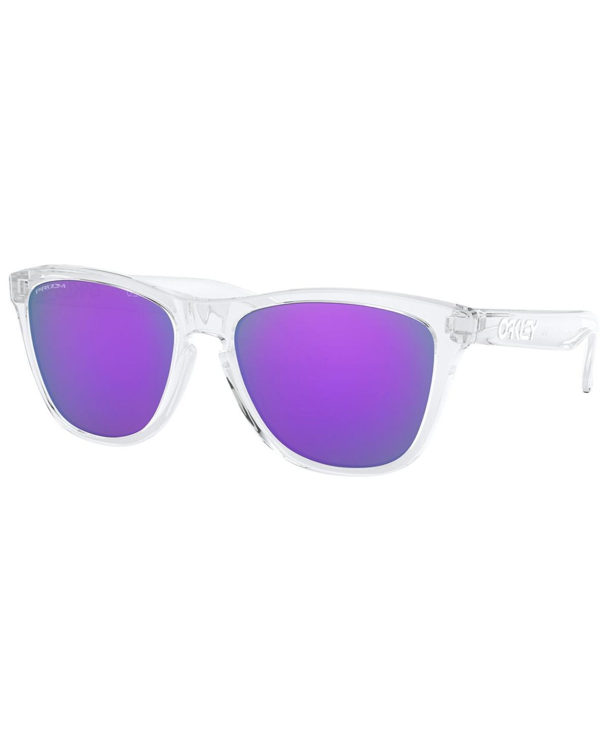 Oakley Unisex OO9013 Frogskins 55mm Square Sunglasses - Polished Clear/Prizm Violet Product Image