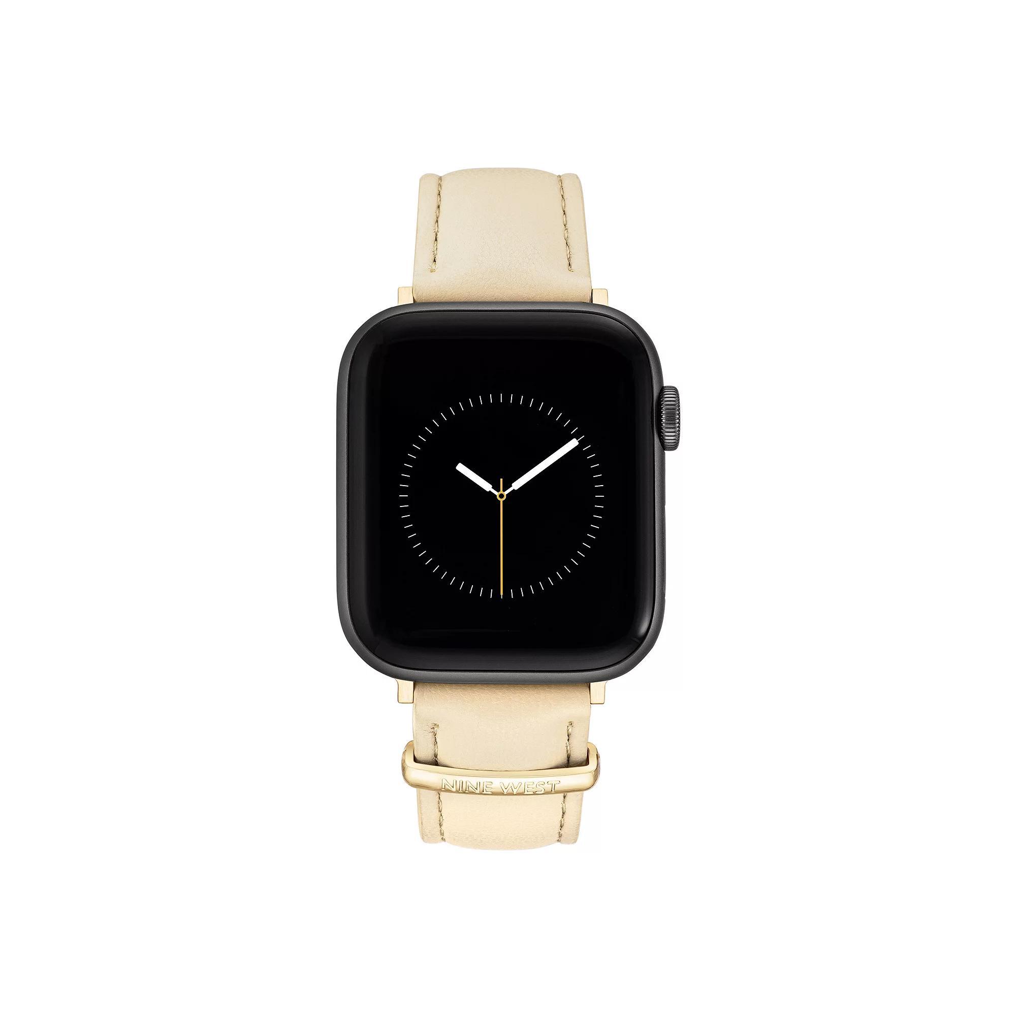 Nine West Women's Smooth Faux Leather Band designed for Apple Watch®, Size: Small, Ivory Product Image