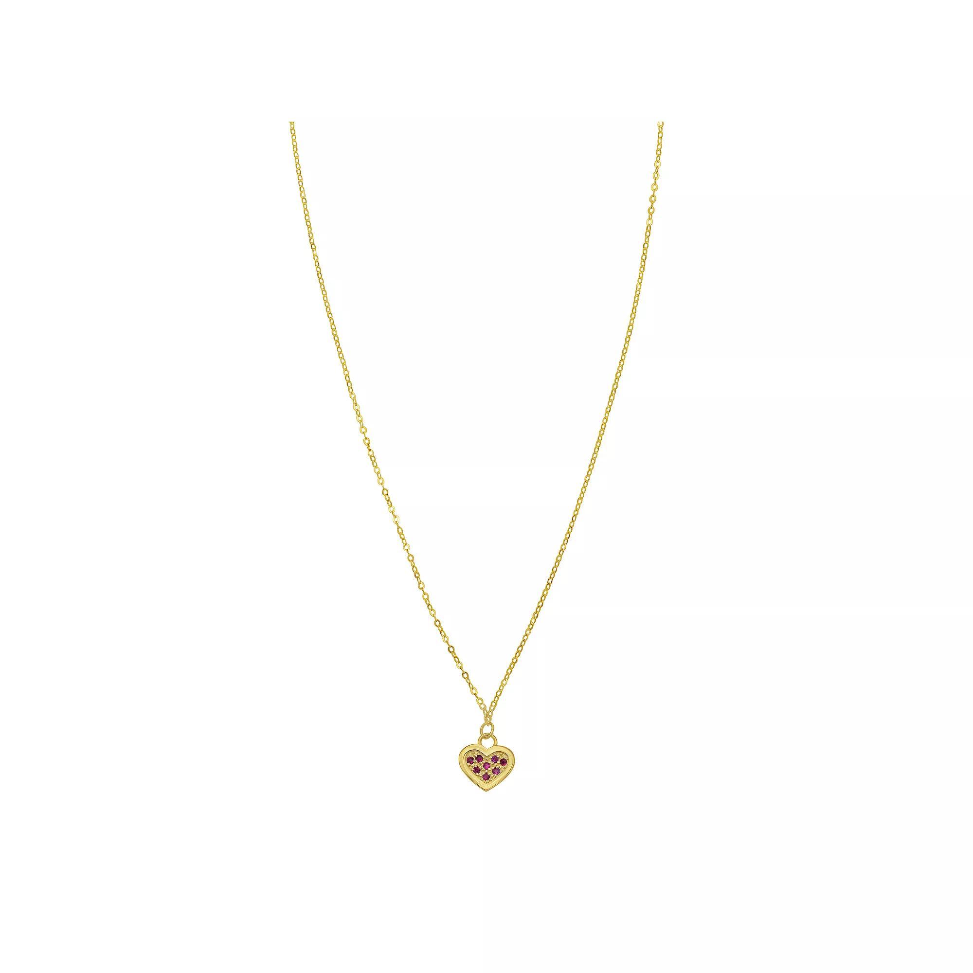 14k Gold Ruby Heart Pendant Necklace, Women's, Size: 18" Product Image