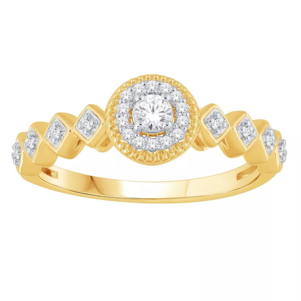 10k Gold 1/5 ct. T.W. Diamond Halo Engagement Ring, Women's, Size: 8 Product Image