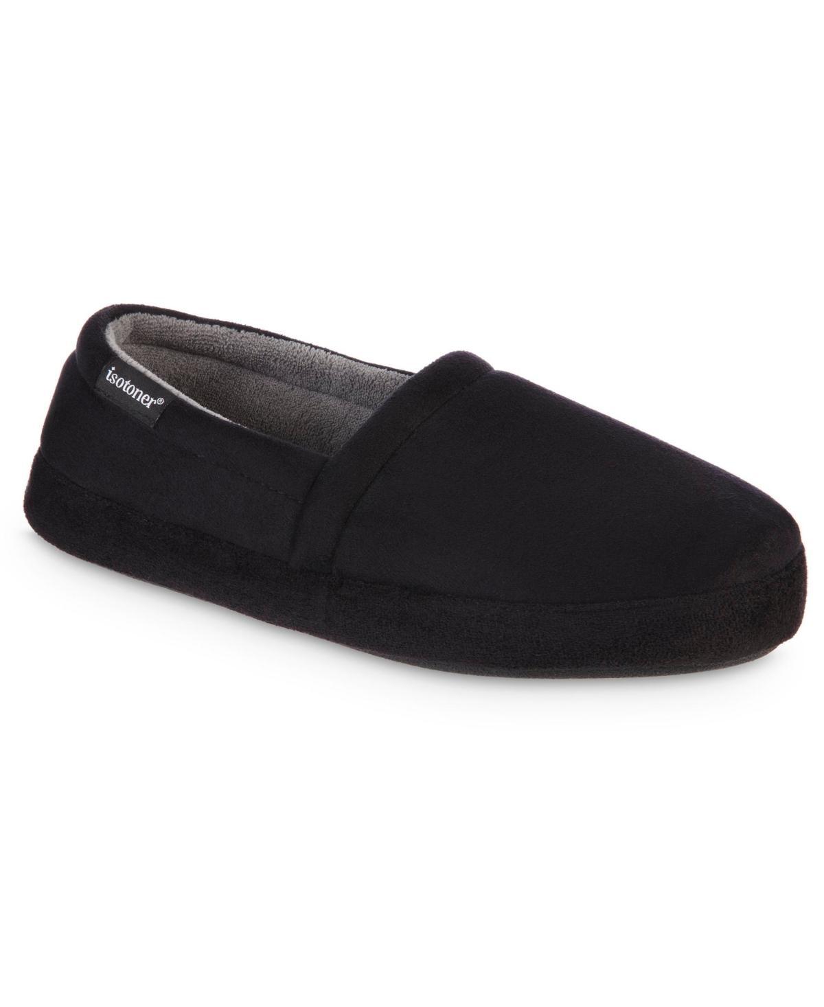 Isotoner Men's Microsuede Round Essentials Closed Back Slippers - Black XL Product Image
