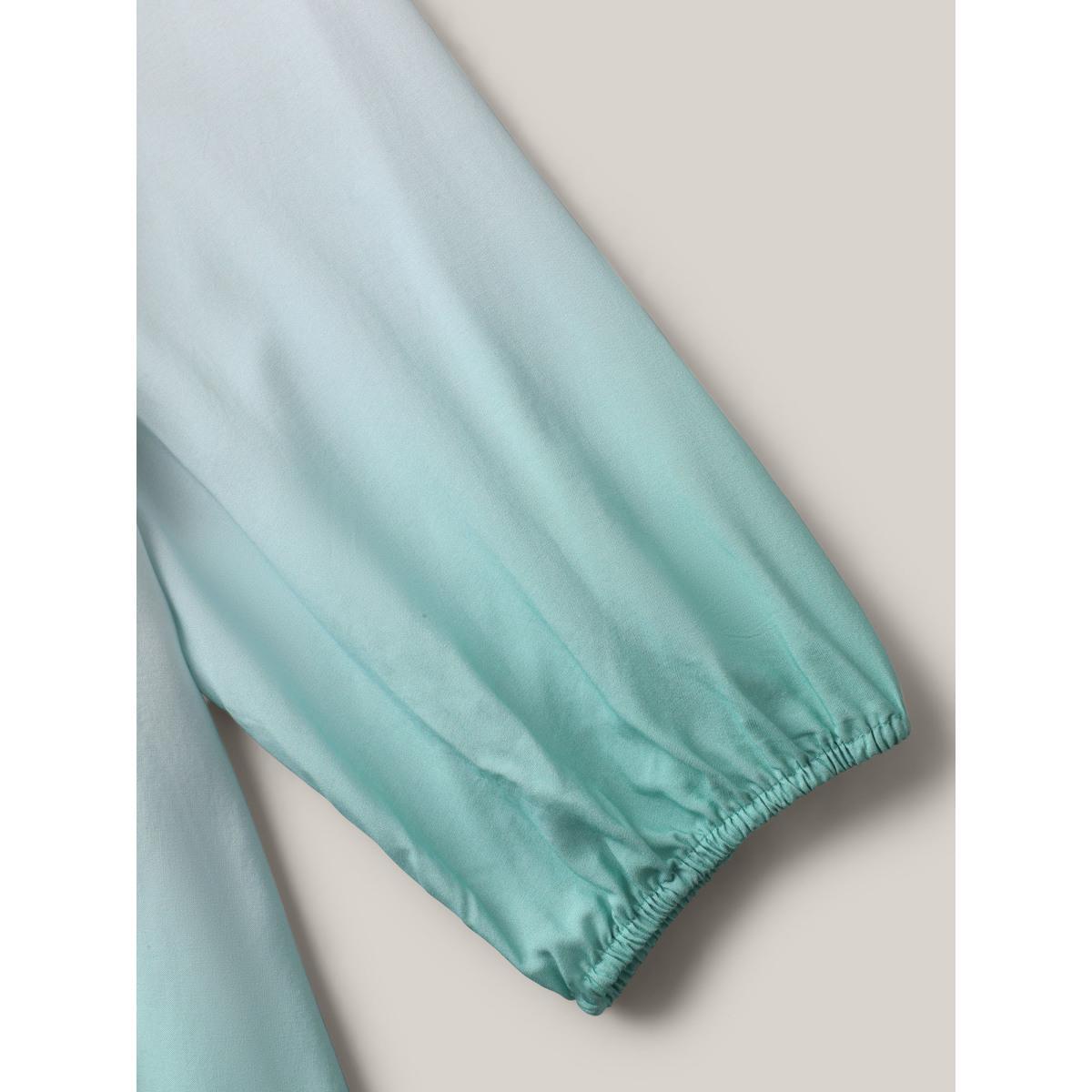 Plus Size Malachitegreen Tie-Dye Rayon Neck Tie Blouse Women Elbow-length sleeve V-neck Vacation Blouses BloomChic 30/6X Product Image