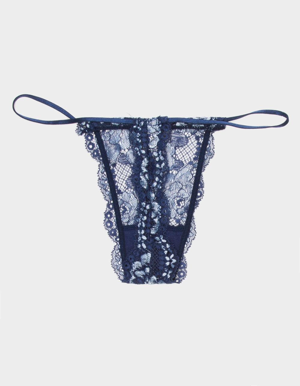 FULL TILT Double Dye Lace Thong - BLUE COMBO Product Image