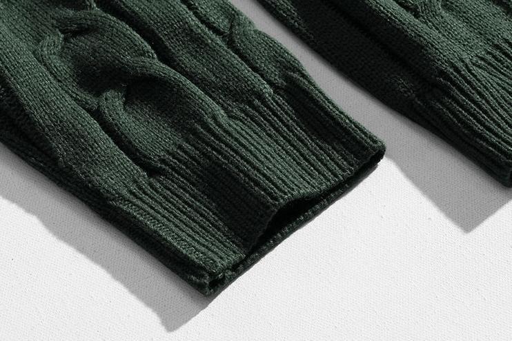 RT No. 10183 DARK GREEN TWIST KNITTED SWEATER Product Image