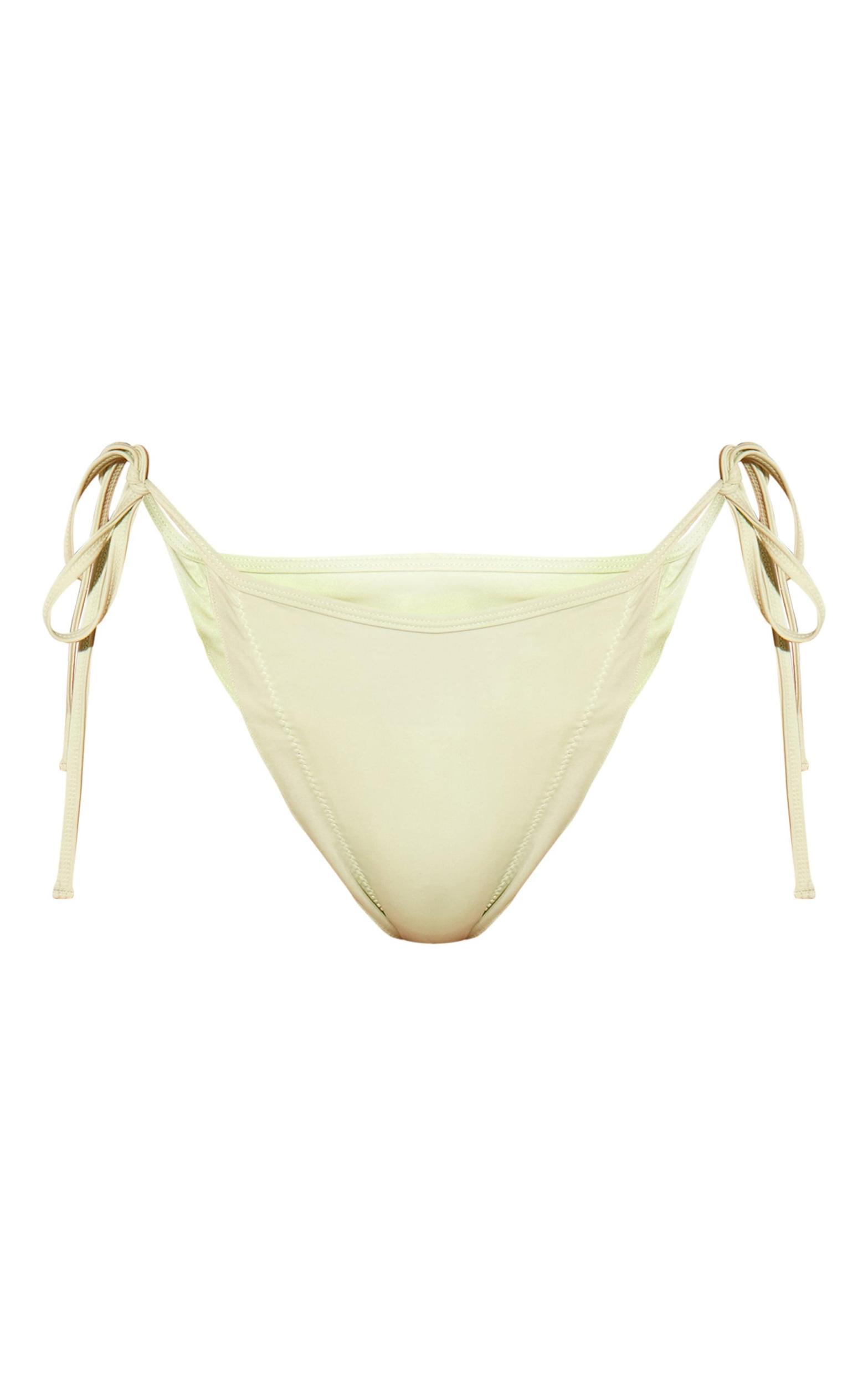 Sage Green Frill Edge Tie Side Bikini Bottoms Product Image
