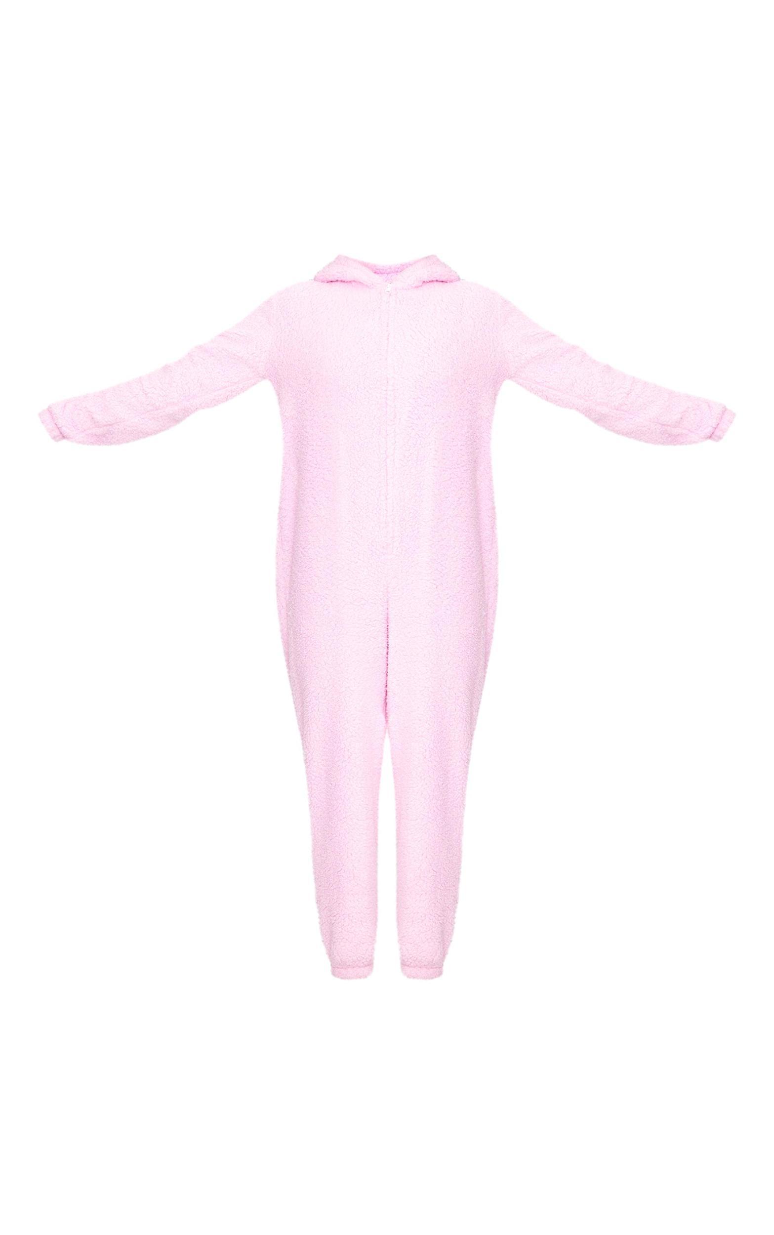 Pink Hooded Fleece Onesie Product Image